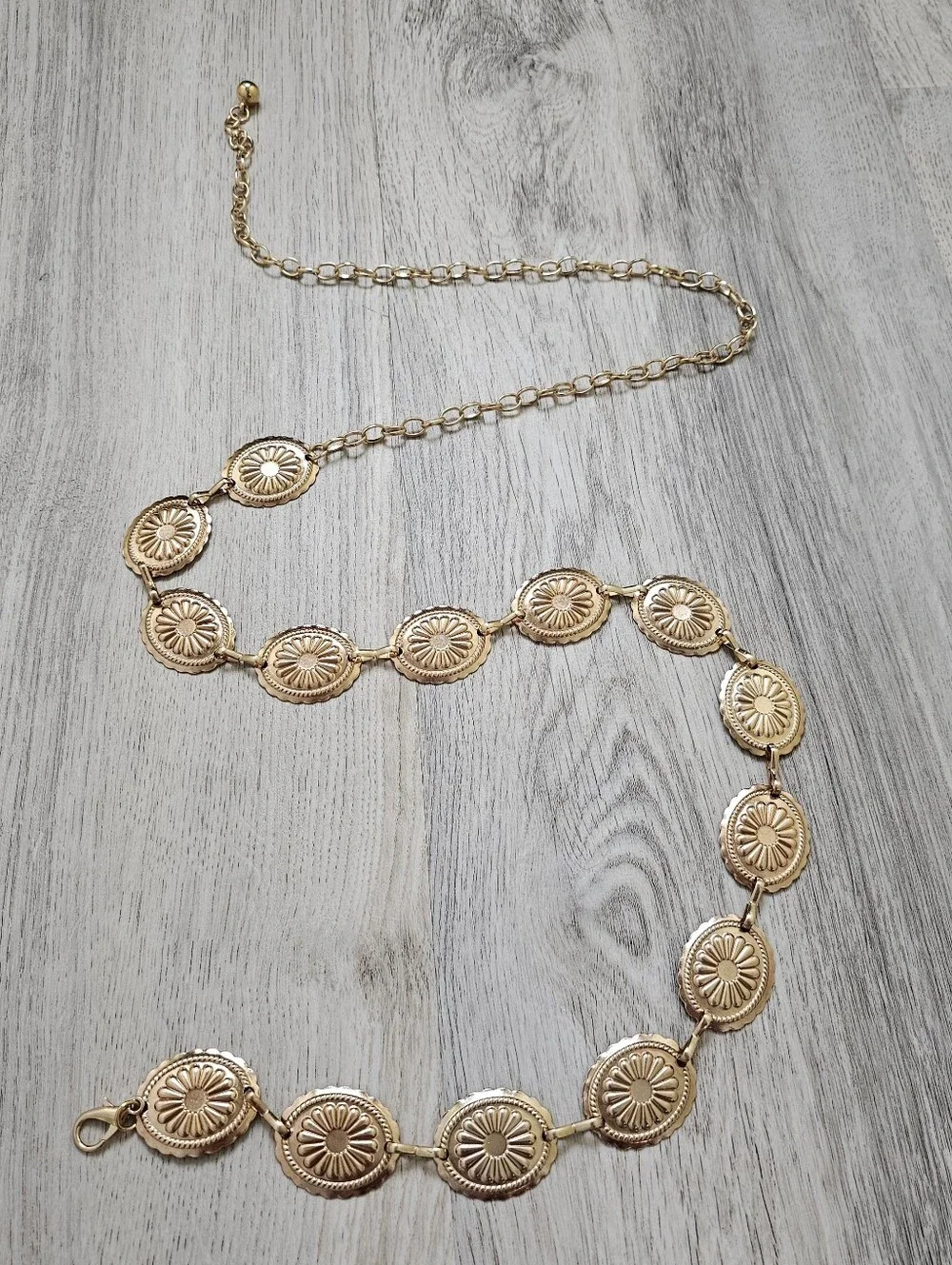 Boho Daisy Chain Metal Gold Statement Belt